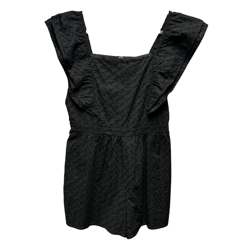 Nordstrom Rack Romper Womens 9‎ Black Eyelet Ruffle Boho Cottagecore